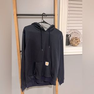 Carhartt medium black hoodie | light gray logo | fleece lining